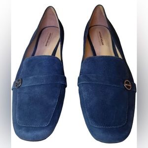 New Antonio Melani Madeli Navy Blue Suede Square Loafer Flats Size 6